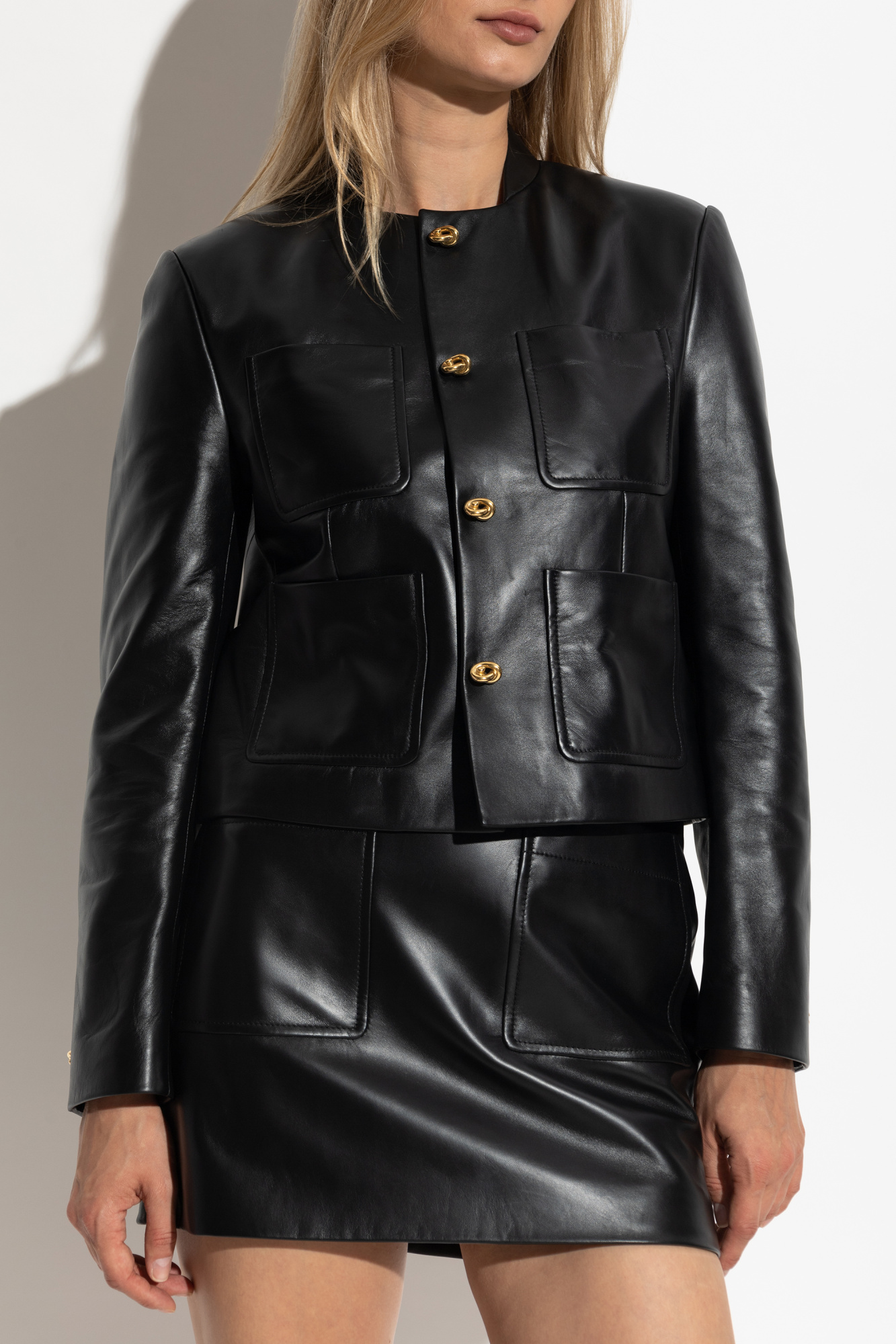 Black Leather jacket Bottega Veneta - Vitkac Italy